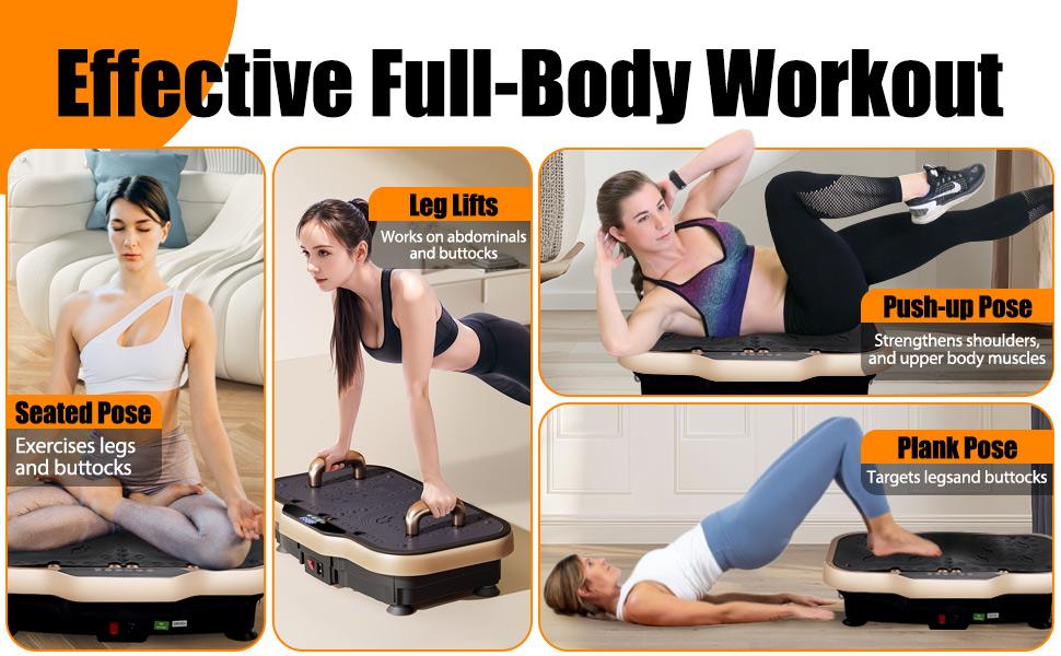 Vibration Plate Exercise Machine with 330-440LBS Capacity – 180 Levels, 5 Modes, 22in Wide, Remote & Button Control, Pull Straps & Push-Up Grips, Full Body Workout Platform for Home Gym Outdoorfun