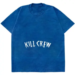 LIVE FIT 6 - acid wash blue tee/white simple short sky tops joke shirt 67 shirt book merch