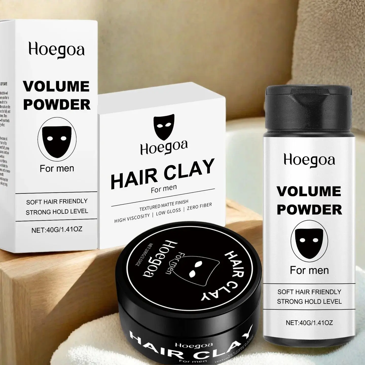 2pcs Volume Hair Styling Fluffy Texture Powder & Natural Hair Clay, Styling Set, Natural Easy To Apply Hair Shaping Powder, Professional Hair Setting Product for Men & Women, Volumizing Texturizing Powder