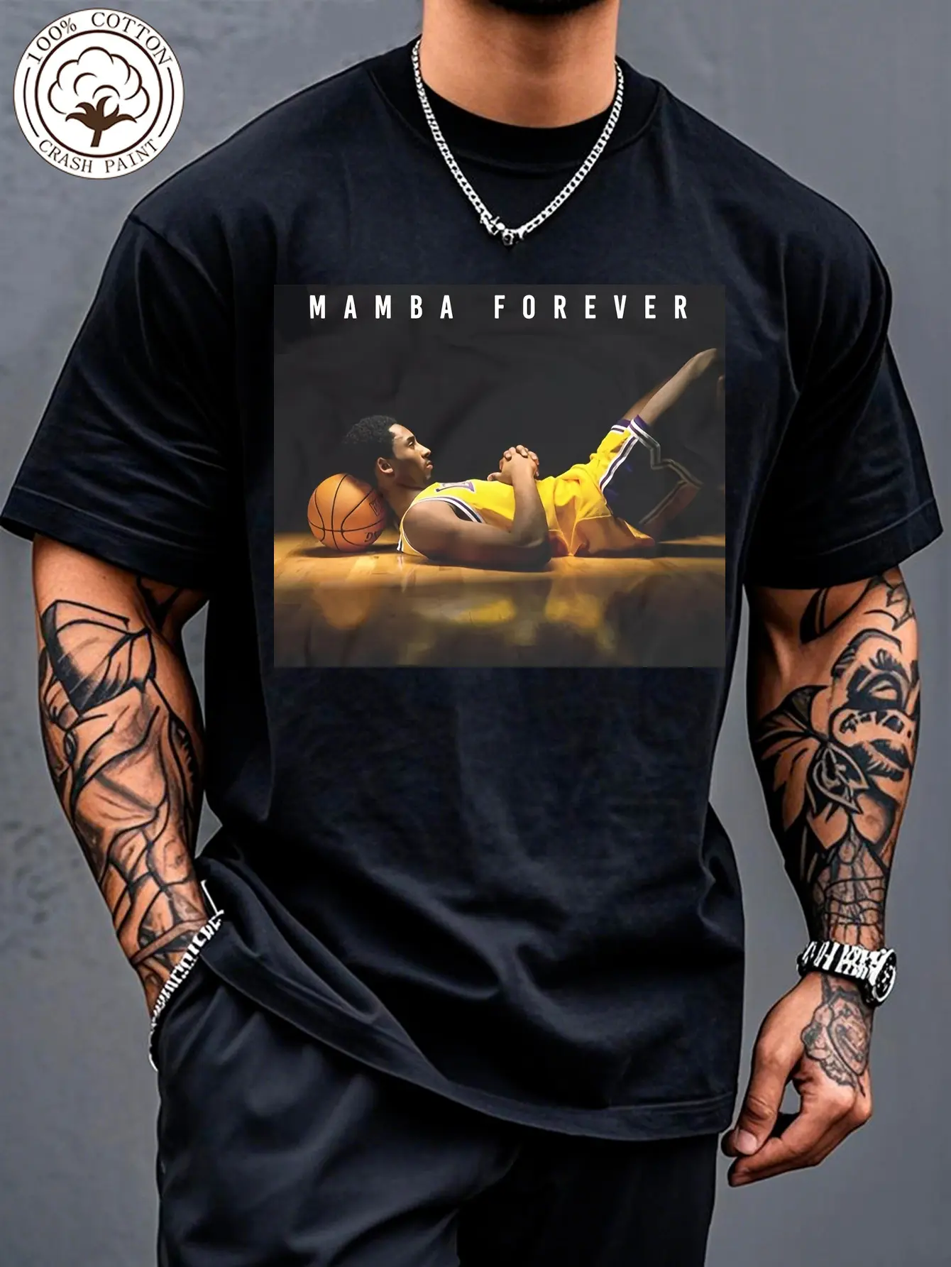 Mamba Eternal Pattern T-Shirt 100% Men'S Limited Edition Black Loose Fit Short Sleeve Comfortable All-Season Style