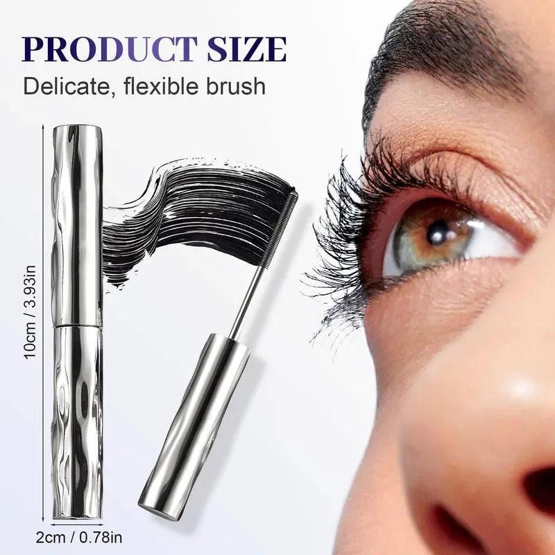 Lengthening & Curling Mascara - Daily Wear Natural Beauty Product with Metal Wand, Lightweight, 24H Long-Lasting, Waterproof, Smudge-Proof, Clump-Free, Mascara Volume and Length, Beauty Products, Natural Mascara