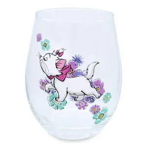 Disney The Aristocats Marie Walking Teardrop Stemless Wine Glass | Holds 20 Ounces