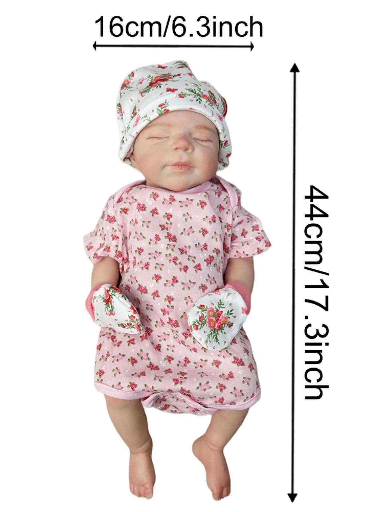 Soft Touch Baby Doll 18 Inches 45cm Full Silicone Reborn Doll with Cute Face Realistic Artist Hand Drawn Real Born Newborn Perfect Gift for Collection Festivals Birthdays and Christmas
