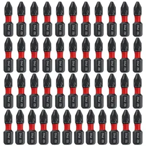 PH2 Phillips Screwdriver Bit Set, Precision-Ground Tips with Anti-slip Hex Shank, Industrial-grade S2 Tool Steel Heat-treated, Replaceable Screwdriver Bits