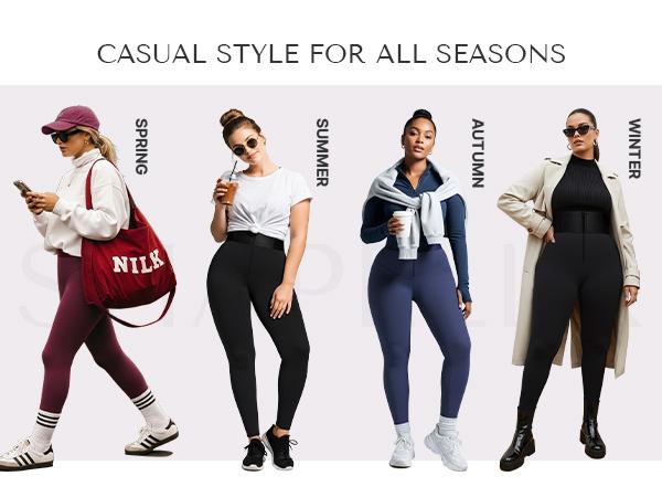 Shapellx AirSlim ElasticFuse Waistband Shaping Effortless Classic Leggings High Waist Comfy Supportive Bottoms for Women Black Womenswear