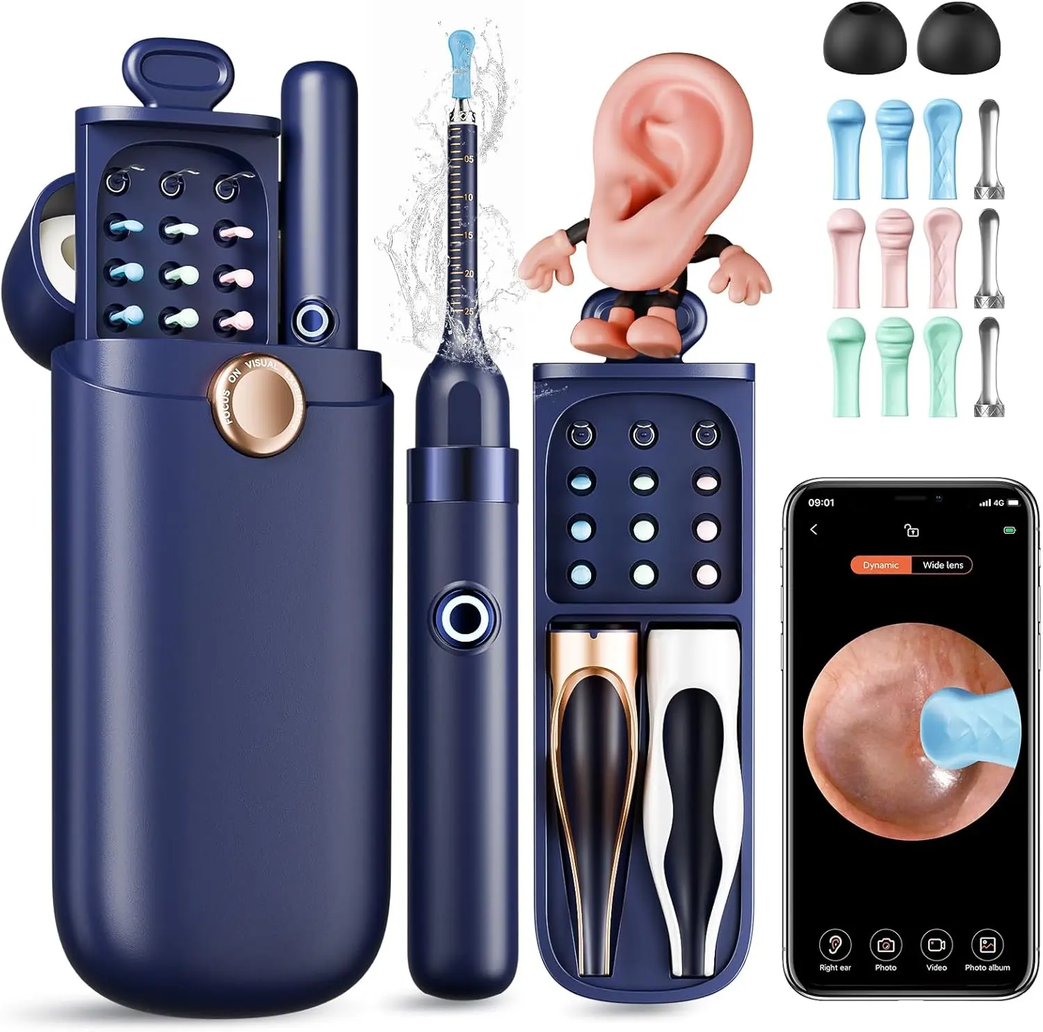 Smart Visual Ear Wax Removal Tool with 12 Replaceable Tips, HD Ear Camera Cleaning Kit, Professional Portable Ear Cleaner for Kids & Adults, Compatible with iOS & Android