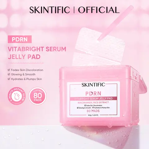 [New Launch] SKINTIFIC PDRN Vitabright Serum Jelly Pad – 4-in-1 Brightening Jelly Mask Pad with PDRN, Niacinamide & Rice Extract for Glass Skin Glow | Hydrating Sheet Mask & Makeup Base