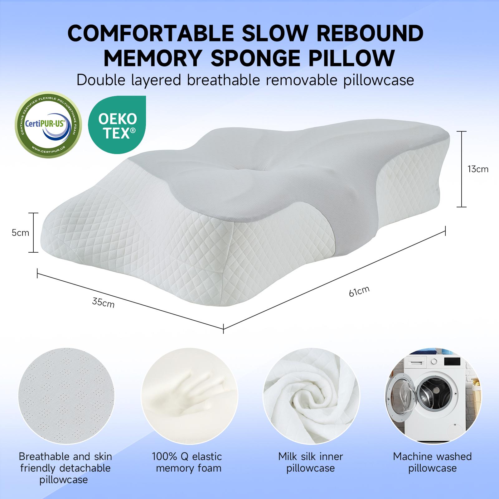 VIZIM Memory Foam Infinity Pillow Cervical Neck Support for Side Back Sleepers with Washable Cooling Cover Orthopedic Bed Pillow for Pain Relief Ergonomic Design