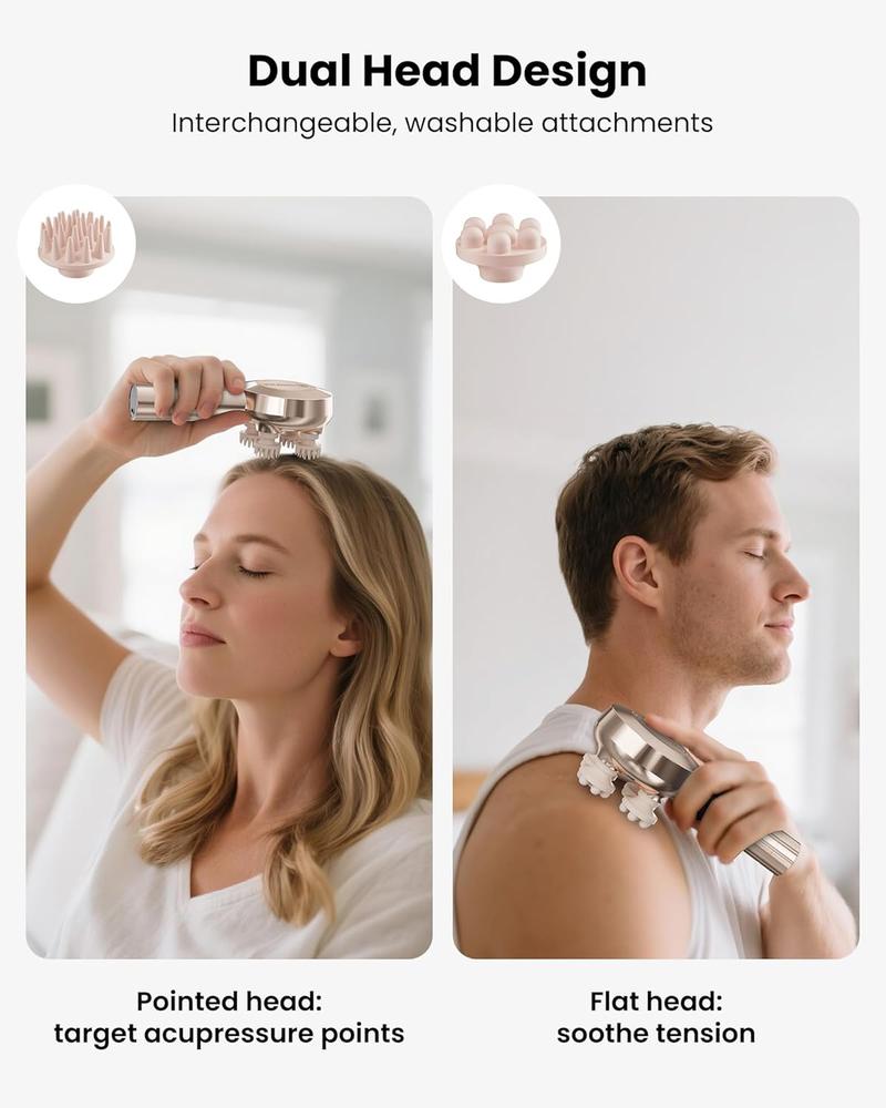 COMFIER Handheld Scalp Massager Hair Growth,Cordless Hair Head Massager with 3 Modes & 8 Silicone Claws,IPX7 Waterproof Body Massager for Stress Relax,Pet Massage,Head Scratcher,Gifts Men,Women(Gold)（Black）