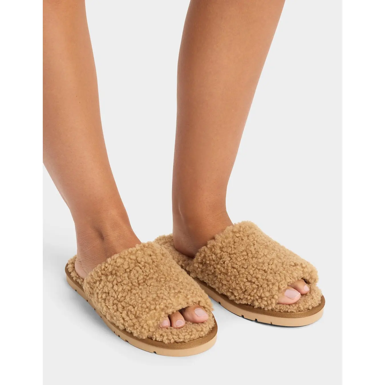 Puffy Sheep Slides | Ultra-Soft Shearling Footbed, Comfortable Platform Height, Versatile Indoor & Outdoor Slides | Women’s Sizes