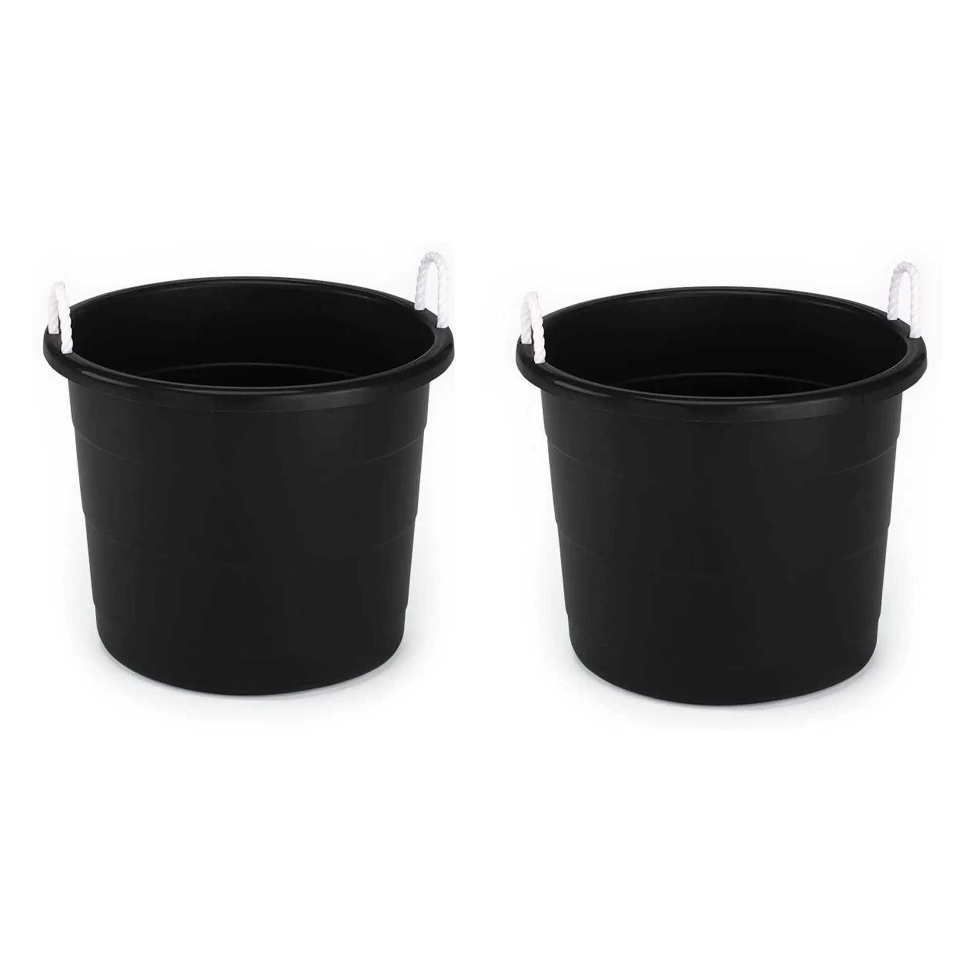 Homz 17 Gal Plastic Open Storage Round Utility Tub with Handles, Black (2 Pack) Homz 17 Gal Plastic Open Storage Round Utility Tub with Handles, Black (2 Pack)