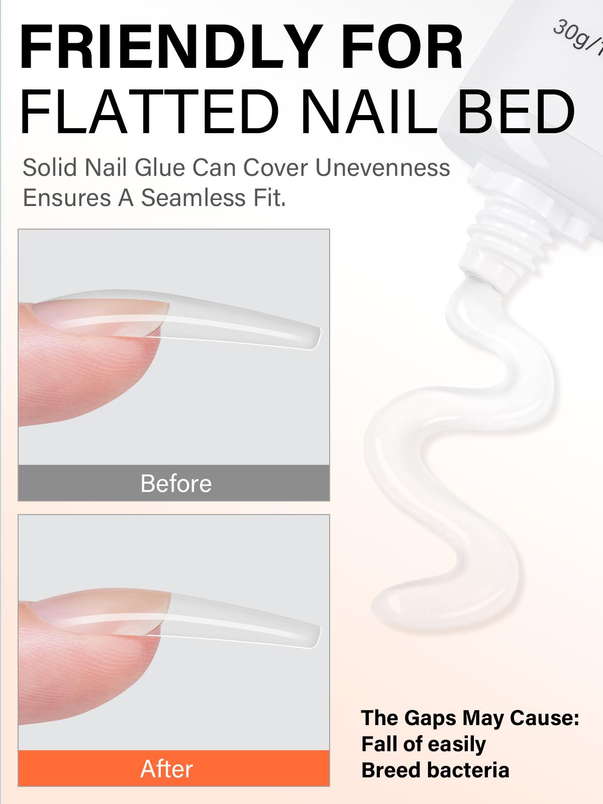 AILLSA DIY Nail Art Starter Kit Full Cover Clear NailTips Acrylic Pre-Filed Fake Press on for Extension, 15g Strong Solid Nail Glue,Handheld UV Light