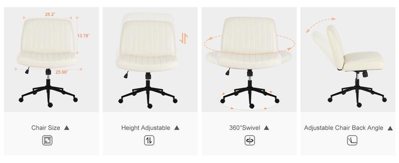 Criss Cross Chair with Wheels  - Armless Desk Chair Cross Legged Office Chair Height Adjustable Wide Swivel Home Office Desk Chairs