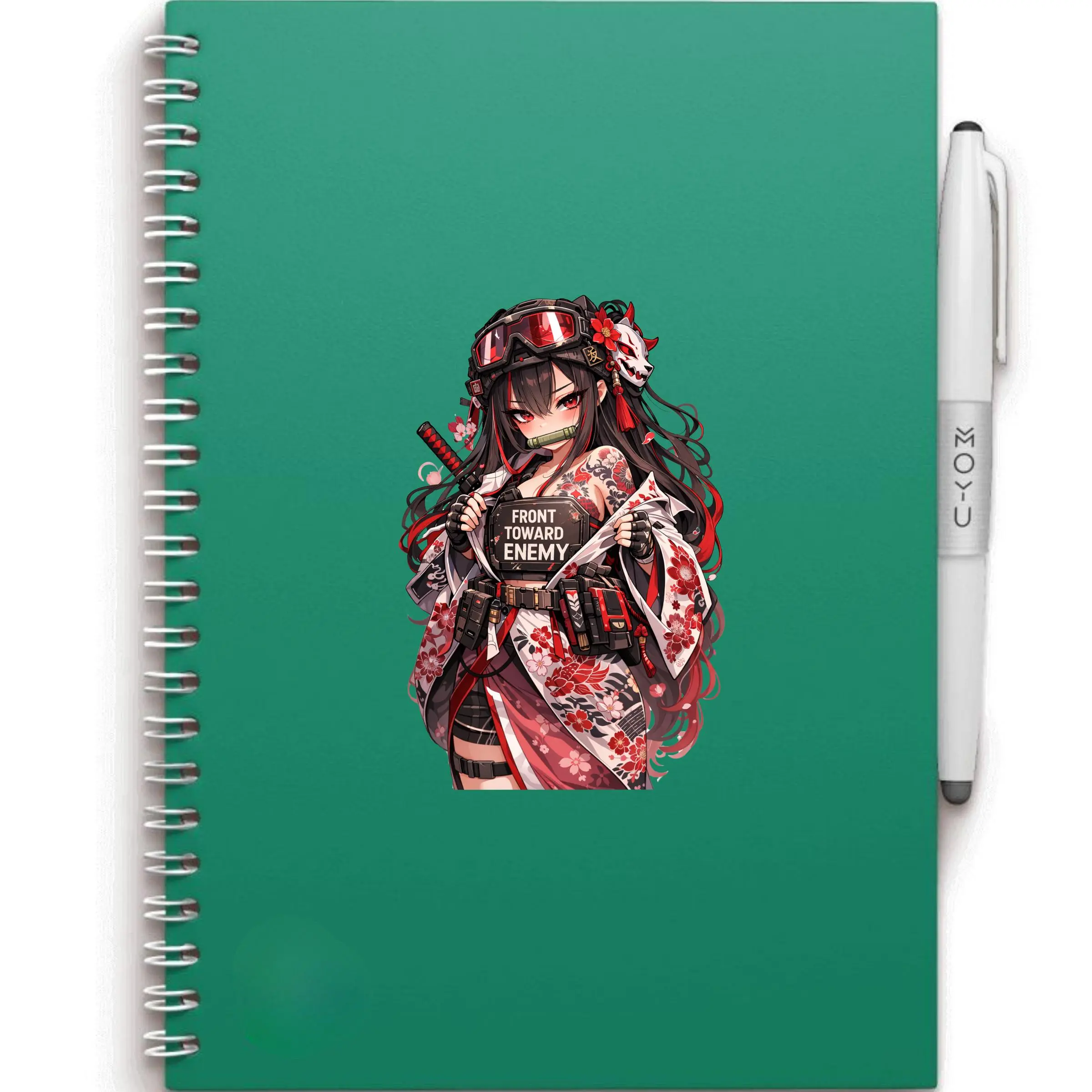 Tactical Samurai Anime Girl Sticker, Tattoo Kimono Warrior Chibi Vinyl Decal, Japanese Style Kawaii Anime Sticker Laminating Paper Procreate