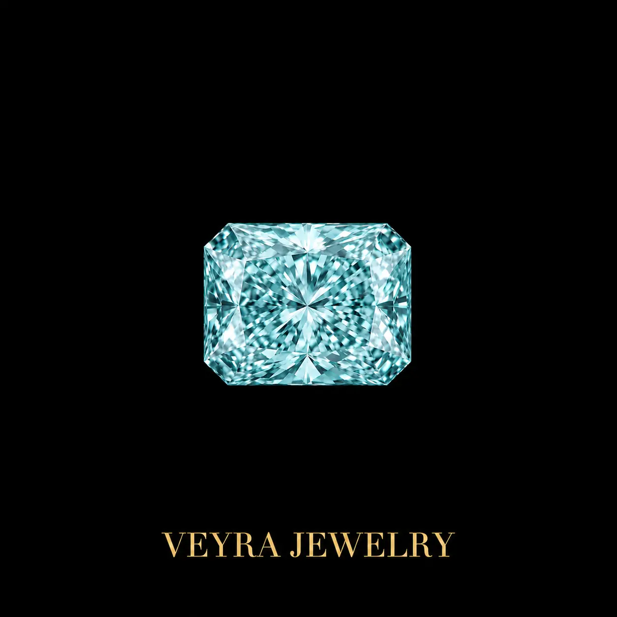 Lab-Created Aquamarine Blue Radiant Cut Moissanite Loose Stone - 3ct VVS1 Clarity Gem, 3 Carats Total, Traceable Cert. for Custom Jewelry