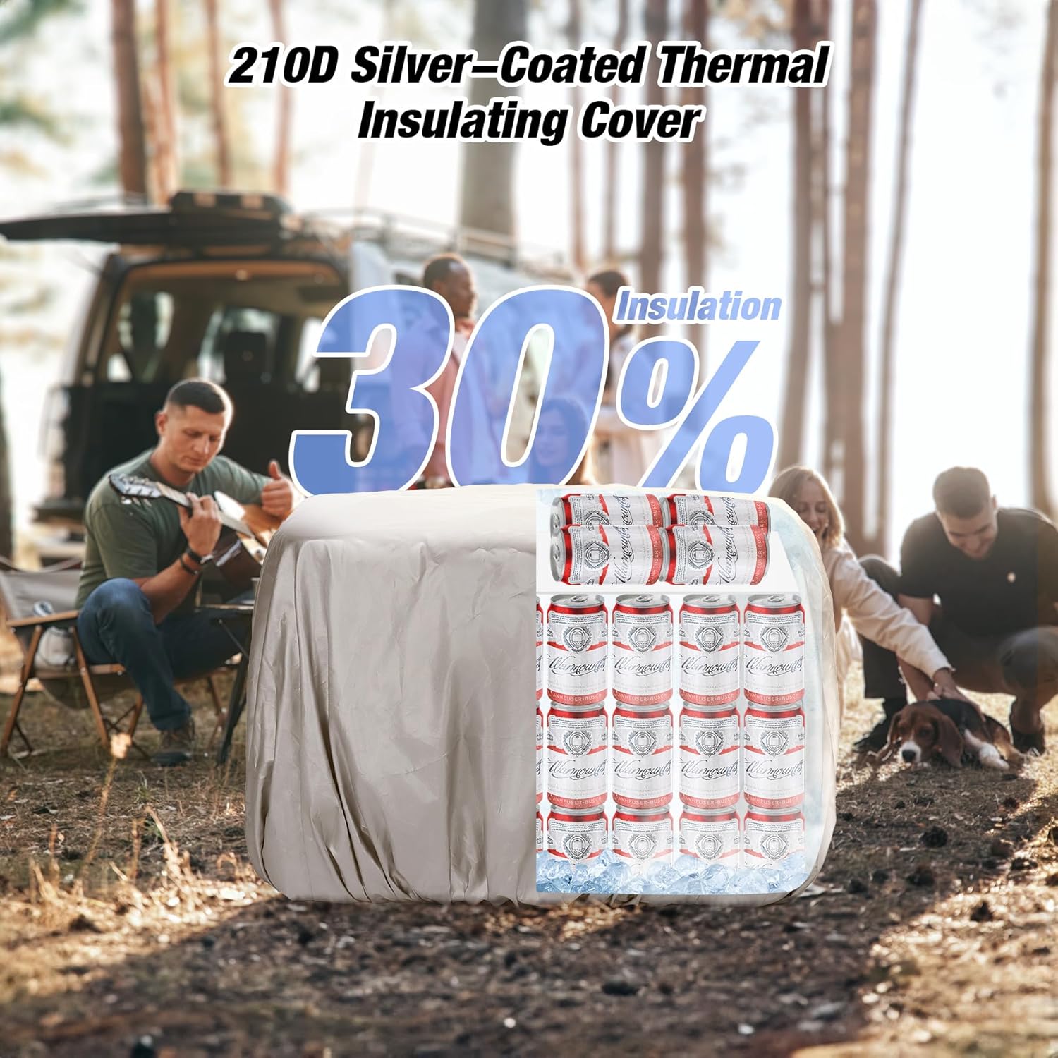 WARMOUNTS Insulated Cooler Bag 75/48 Cans, Soft Sided Portable Lunch Bag Coolers w/Zippered Top, Leak Proof PVC Interlayer, 5-Layer Insulation Large Ice Chest Bag for Travel, Camping, Beach, Picnic