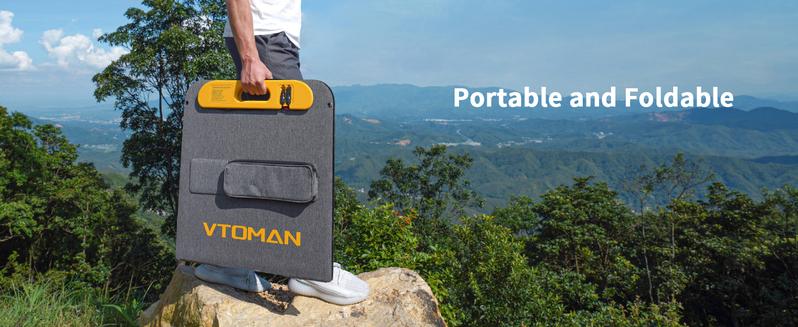 VTOMAN VS220 Pro Portable Solar Panel 220W 48V, 23% Efficiency Foldable Solar Panel w/ IP67 Waterproof & MC-4 Anderson XT60 DC5521 Adapters & Adjustable Kickstands, Off-Grid Power for Home & Camping
