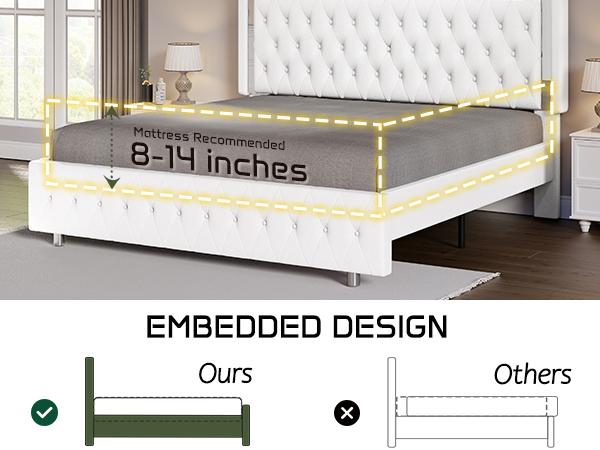 AMERLIFE Modern Bed Frame with RGB LED Lights, Adjustable Headboard Velvet Button Tufted/Acrylic Mirror Accents/Smart APP&Remote Control/No Box Spring Needed/Furniture Room/Full/Queen Size/Best Gift Ideas/Christmas Gifts AMERLIFE Modern Bed Frame with RGB LED Lights, Adjustable Headboard Velvet Button Tufted/Acrylic Mirror Accents/Smart APP&Remote Control/No Box Spring Needed/Furniture Room/Full/Queen Size/Best Gift Ideas/Christmas Gifts