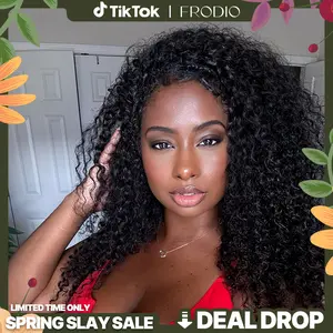 [Blend] Frodio Veralux™ Blend Curly Half Wig Human Hair Blend Voluminous Boho Curls Half Wig Wigs for Black Women