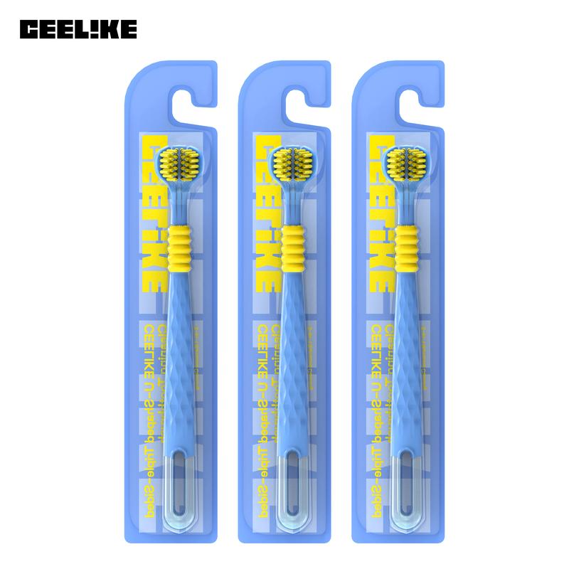 CEELIKE 3-Sided Toothbrush with Soft Bristles for Gentle Care & Travel-Friendly Design for Comprehensive Teeth and Gum Cleaning