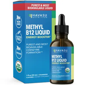 Havasu Nutrition Liquid B12 Drops (30ml) for Dietary Supplementation - Organic B12 Supplement Energy Booster, Brain, Heart, and Nerve Support