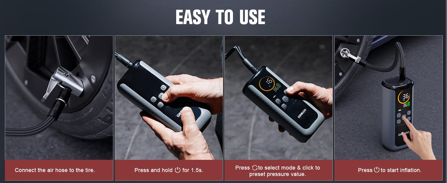 GOOLOO GT160 DUAL Tire Inflator Portable Air Compressor, 4X Faster Dual Cylinder & Upgraded Color LED Screen Portable Air Pump for Car Tires, Auto Shut-off Electric Bike Tire Pump with Pressure Gauge