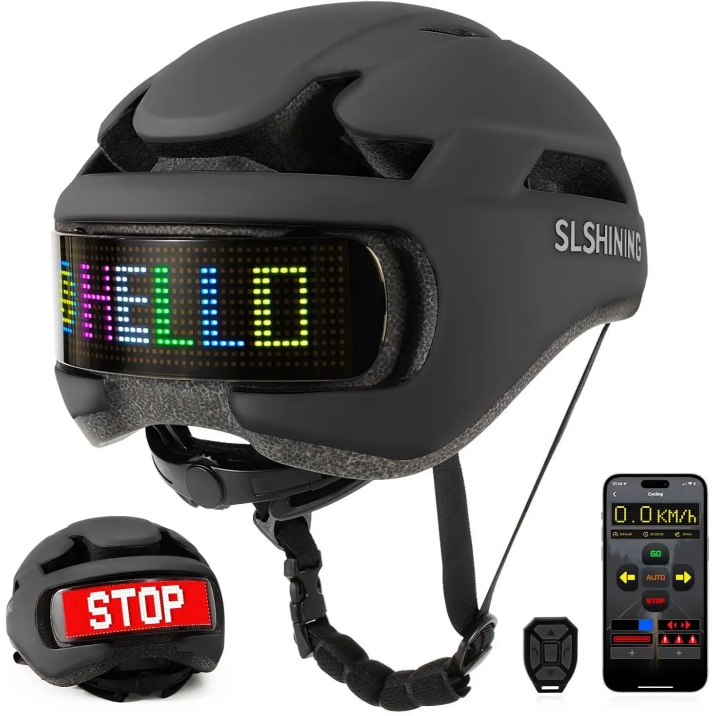 SLSHINING Durable Protective Gear Sports Accessory Bike Helmet - Remotely Controlled LED Smart Cycling Helmet - All Season Ventilated, Thermal Protection - CPSC Certified,camping essentials