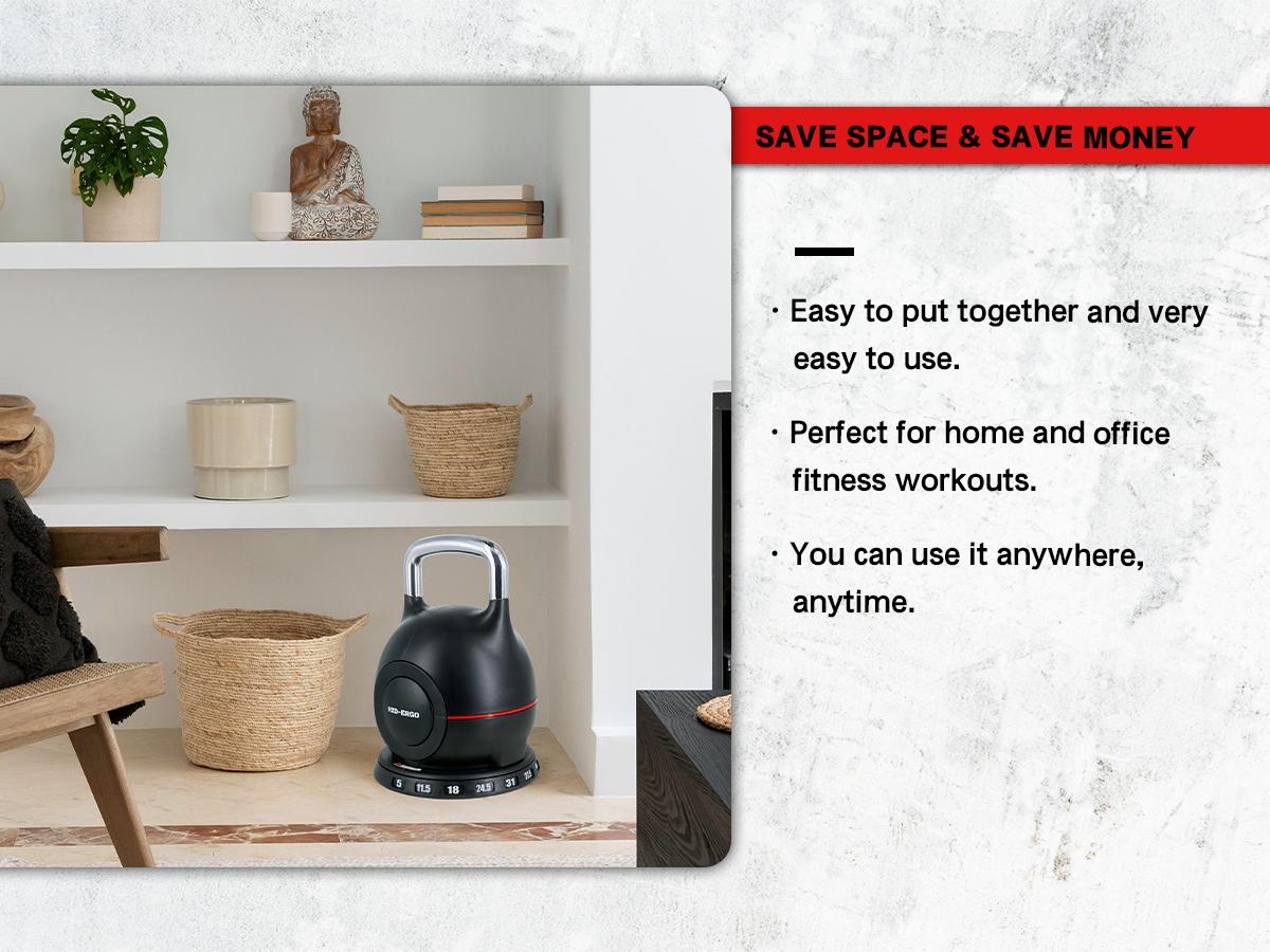 HXD-ERGO Adjustable Kettlebell Weight Set - Quickly Adjusts Weights Available in Various Pounds - Ergonomic Kettlebell Sets for Home Gym Strength Training equipment