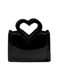 Heart to Heart Patent Handbag- Black