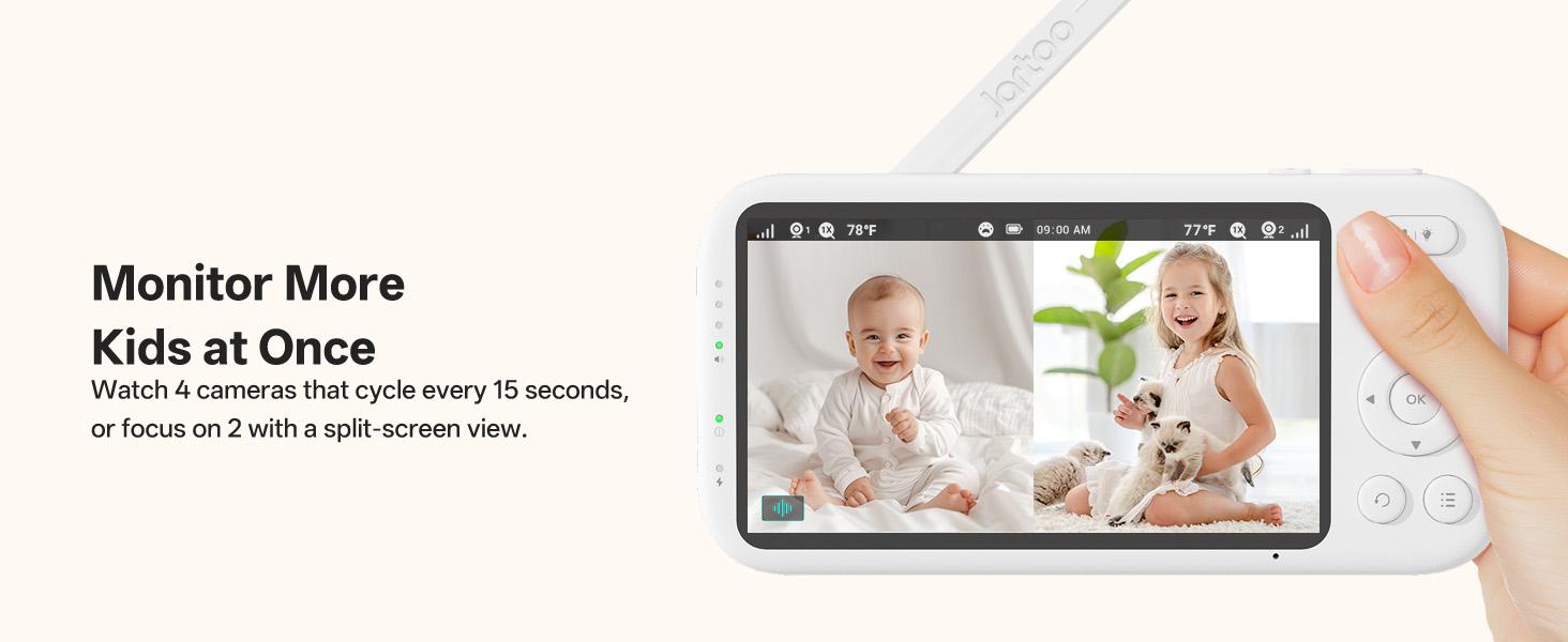 Jartoo 2K 5.5" Video Baby Monitor with Camera and Audio,AI Cry Detect 1860ft Long Range Baby Monitor No WiFi Baby Camera Wireless,Clear Night Vision,ANC, 2-Way Talk,White Noise,6000mAh