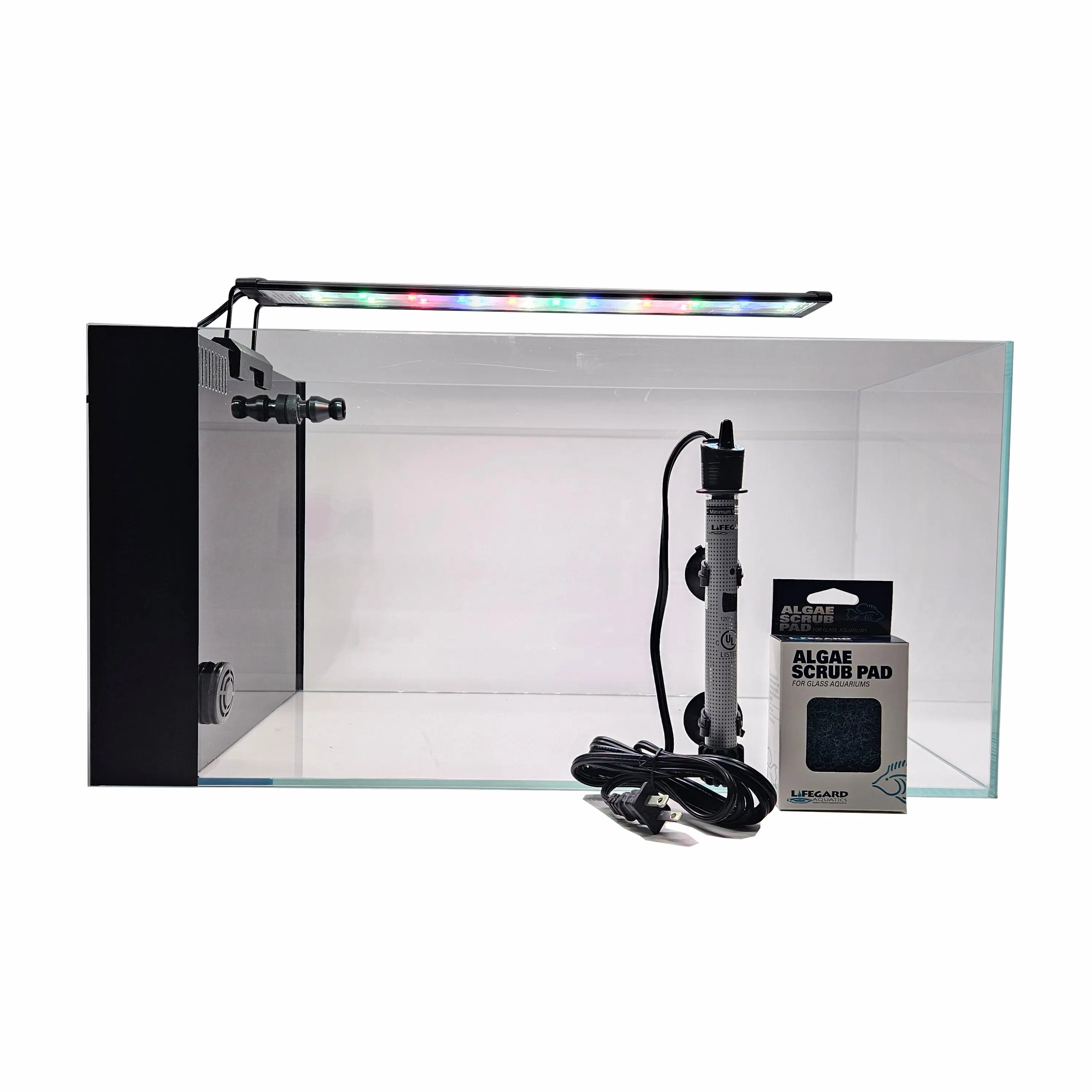 Peninsula Series Ultraclear Rimless Low Iron Glass Fish Aquarium Complete Kit - Beveled Edges, Built-in Filter, Multi-Size Nested Models, LED Light, 1 Pump, Algae Scrub Pad, Bottom Insulation-Leveling Pad, Directional Jet, One Pump