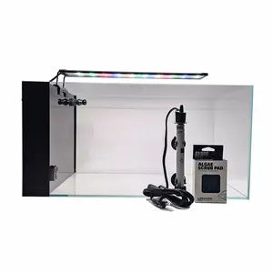 Peninsula Series Complete Aquarium Kit for Fish & Aquatic Pets, featuring Low Iron Glass for True Colors, Beveled Edges, and Built-in Filter