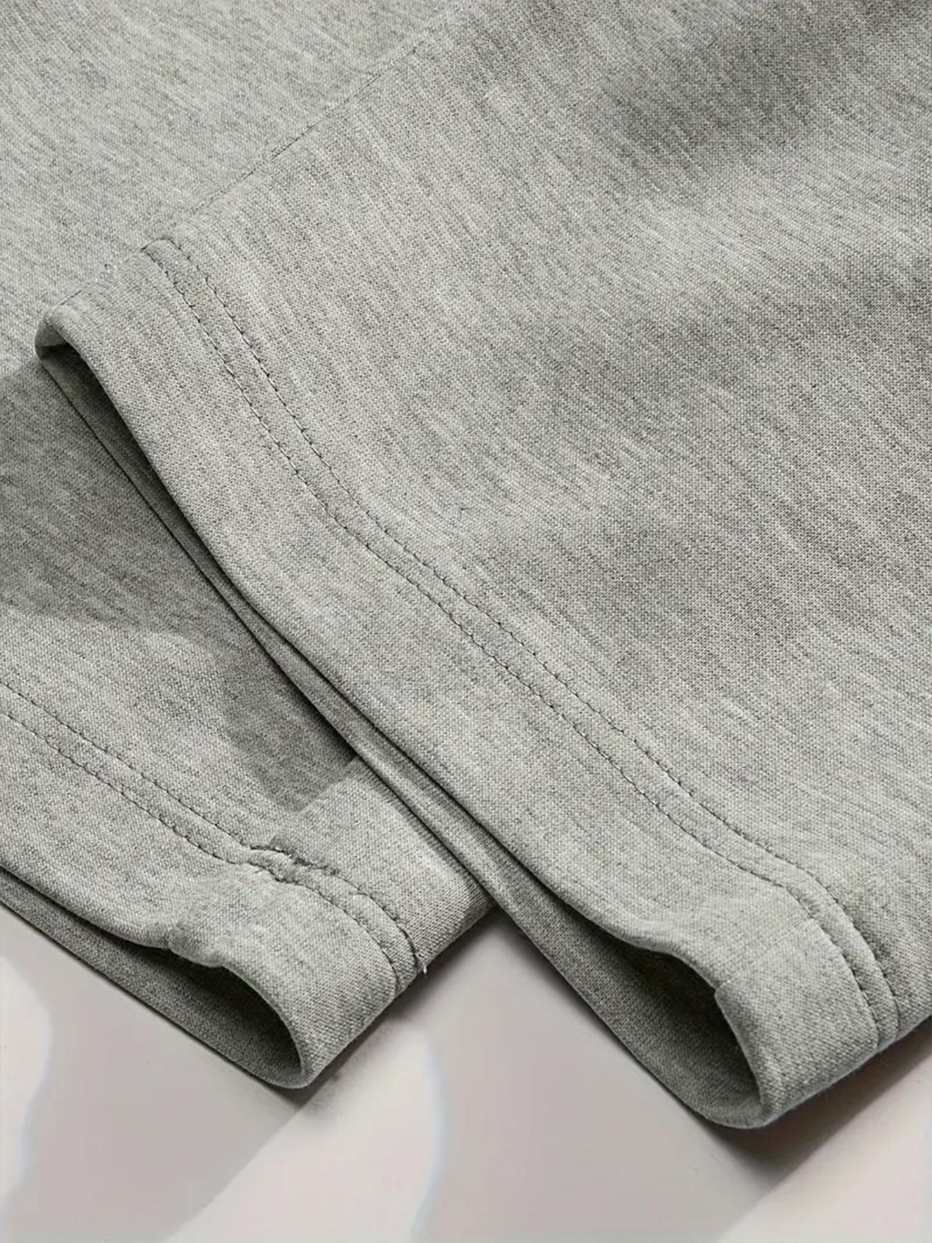 Men's Solid Gray Basic Drawstring Waist Sweatpants Micro-Elastic Comfortable Straight Casual Trousers Regular Version Spring Autumn Outdoor Sportswear Double Pockets All Seasons