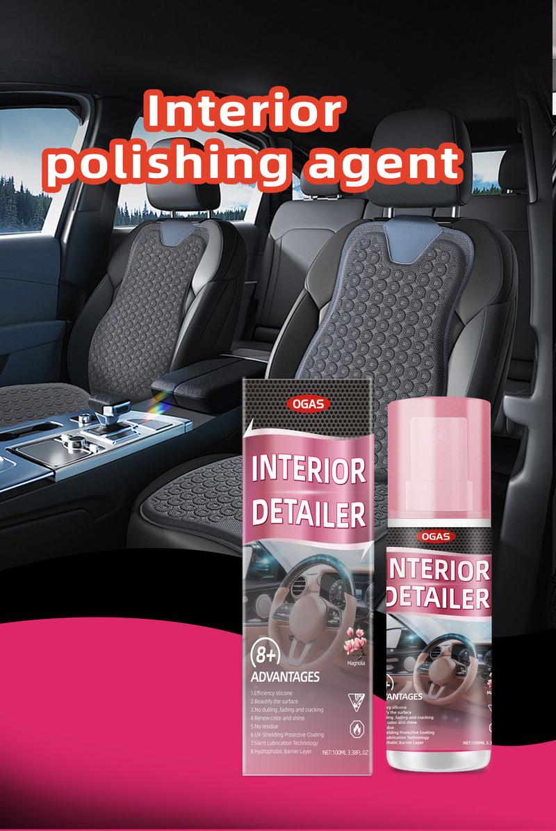Car Interior Detailer and Protectant, waterless Spray Wax:Plastic, Rubber, Leather Cleaner for Car lnteriors&Exteriors、Quick Detailer、Automotive Care、Durable Protection Glossy