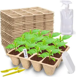 Seed Starter Tray 360 Cells 30 Pack Biodegradable Peat Pots with 200 Labels Plant Starter Kit Seedlings