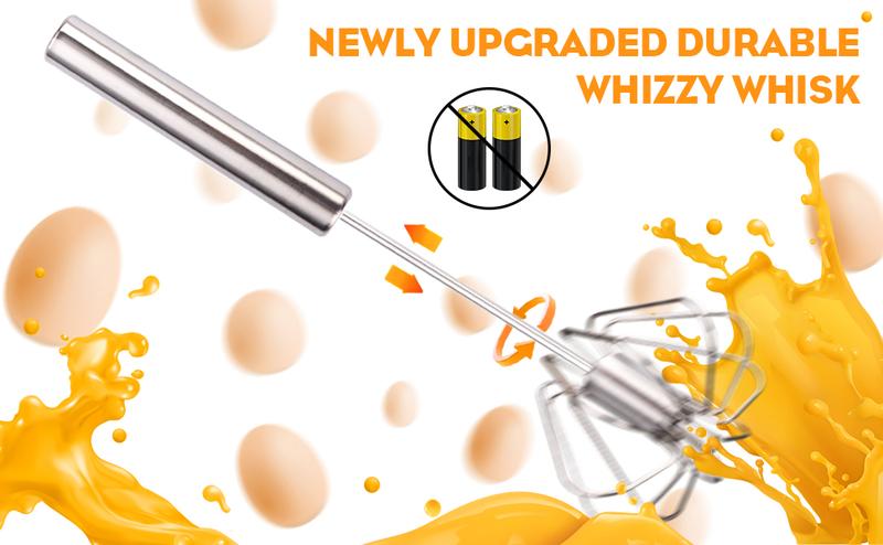 Stainless Steel Egg Whisk, Kitchen accessories，2026 New Semi-Automatic Whisk Hand Push Rotary Whisk Blender for Baking Cooking, Kitchen Hand Mixer Stirrer Tool for Beating Eggs, Butter, Milk (Sliver, 12in) New Year gift Whisking Handles
