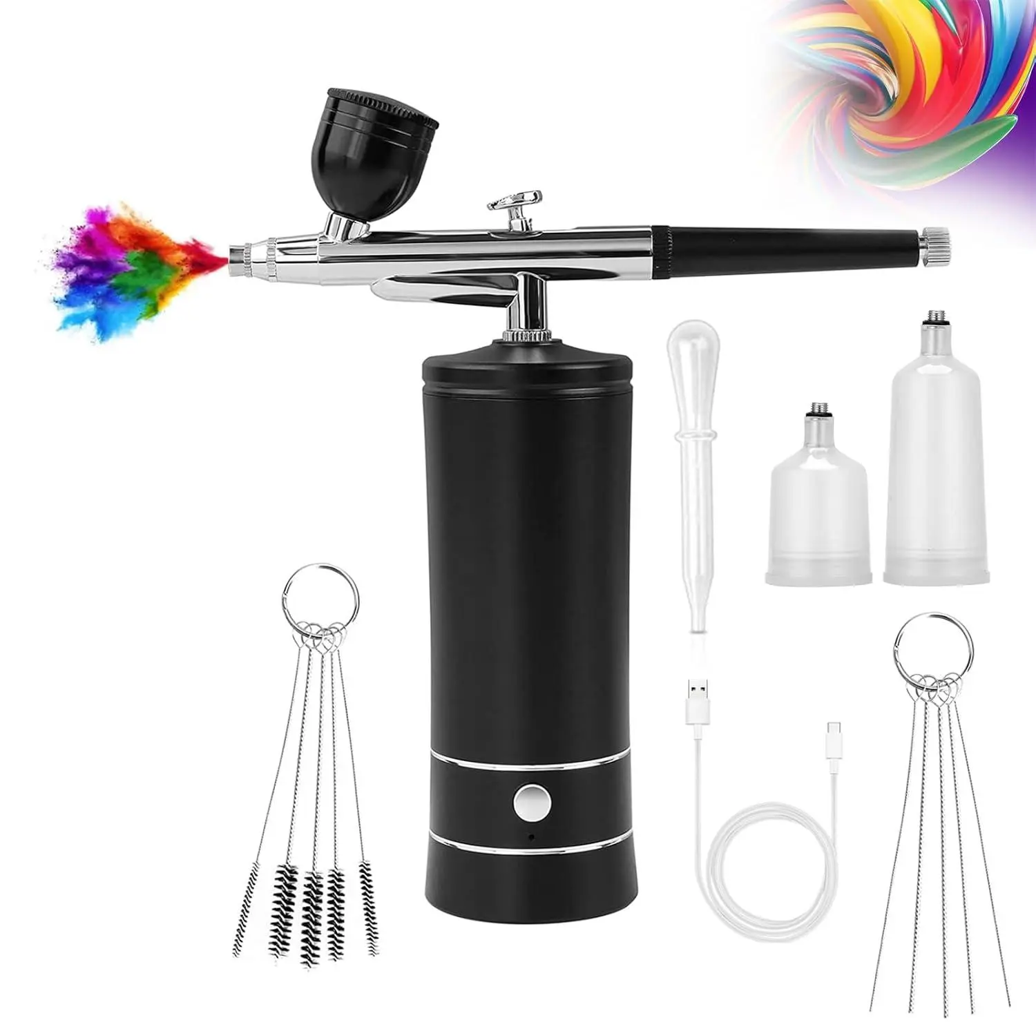 New Electric Airbrush Kit With Air Compressor Nail Charms Wireless Air Brush for Barber, Nail Art, Cake Decor, Makeup, Model Painting