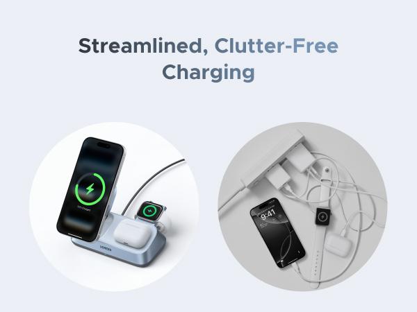 UGREEN 25W Qi2 Certified 3-in-1 Magflow Wireless Charging Stand, Magsafe Fast Wireless Charger for iPhone 17/16/15/14/13/12, AirPods and Apple Watch, Desk Stand with Adjustable Angle,（No battery）TikTokShopBlackFriday ,TikTokShopJumpstartSale