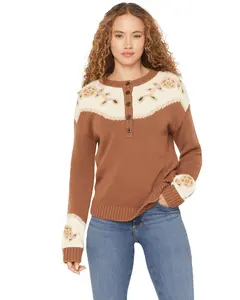 Pendleton Women's Floral Henley Sweater - Tc0123-87444