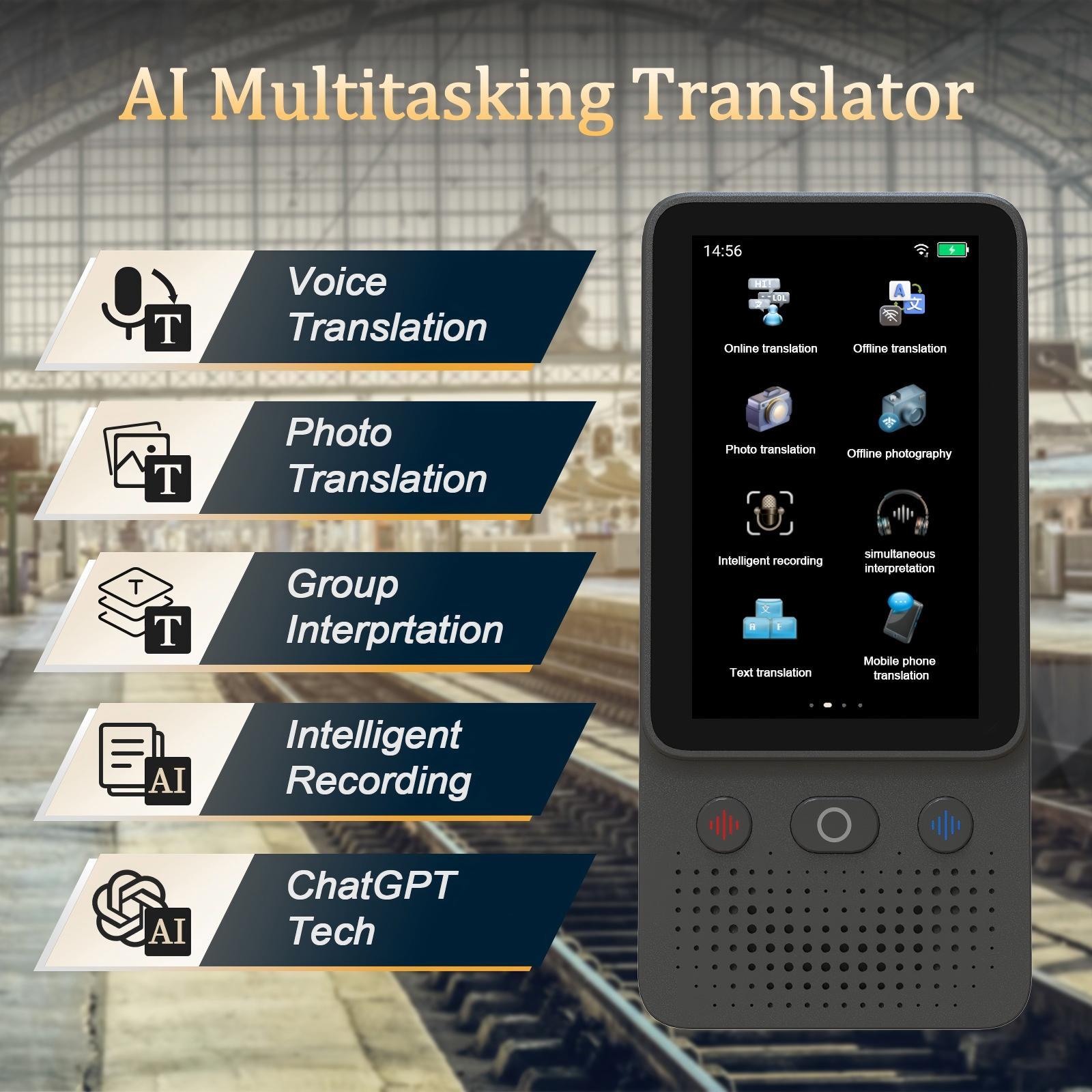Al Language Translator Device | No Additional Charges l Translation Does Not Require a Signal Source | Translate 138Languages with WiFi | Translation Multi-Language Touchscreen Real-Time Translaton