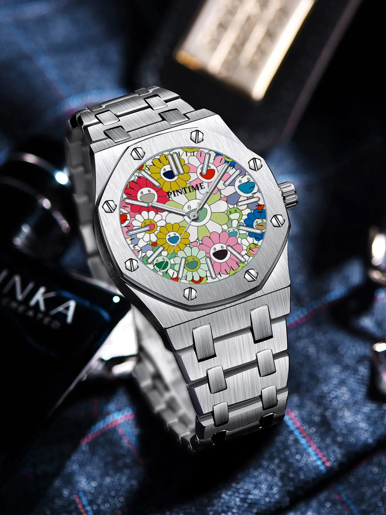 Men's Fashion Round Dial Analog Quartz Watch, Stainless Steel Band, Versatile Wrist Watch for Birthday Gift with Box, Analog Wristwatch