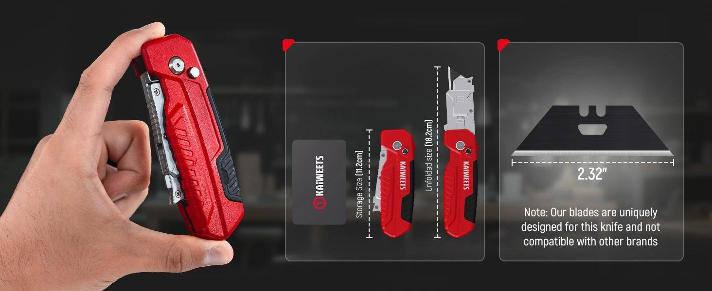 Utility Knife & Scraper, 2-in-1 Folding Box Cutter with Blade Storage, - Zinc Alloy Body, Retractable Design, EDC Tool for Home, Office, DIY - Red   Fixed Blade  Tool