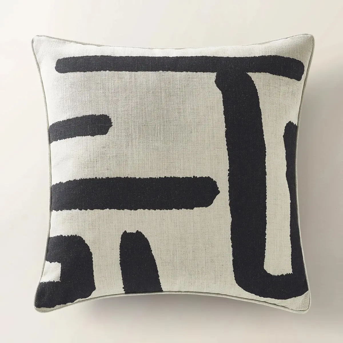 Z Gallerie Rian 22"x22" Faux Linen Dual-Side Reversible Pillow, Modern Black & Ivory Bold Pattern, Soft Yet Structured Feather Down Fill, Artful Soft Touch Decorative Cushion for Sofa, Cushions For Sofa, Soft Touch Cushion