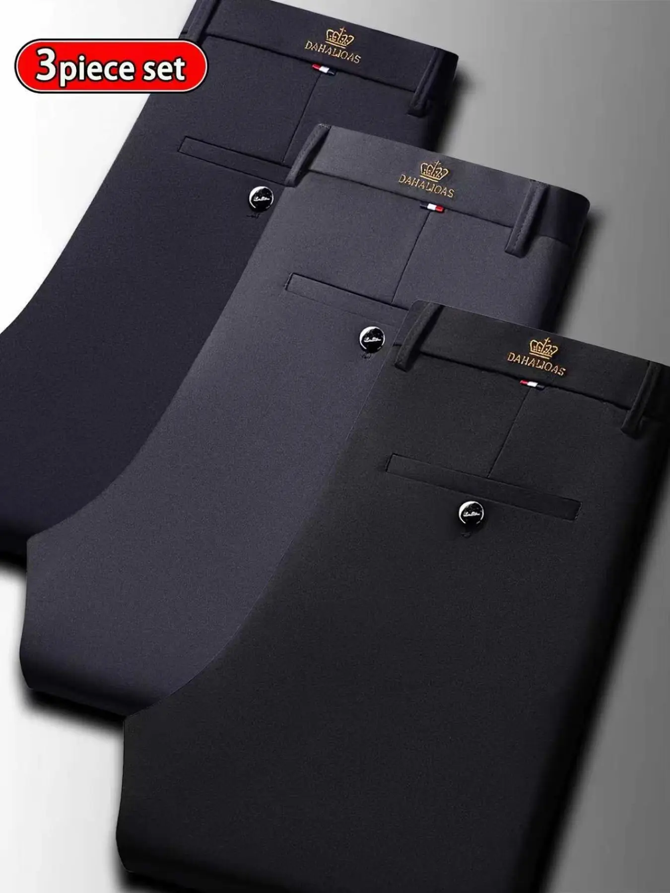 Men's Loose Straight-Leg Elastic-Waist Formal Pants, Anti-Wrinkle Comfortable Business Trousers for Formal and Casual Occasions, Casual Fashion Pants, Classy Casual Trousers, Business Suit Pants, Button Fly Pants