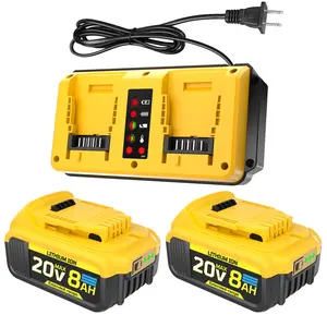 2 Packs 8000mAh High Capacity Replacement for Dewalt 20V Battery Compatible with Dewalt 20 Volt Lithium Battery Max DCB200, 201, 203, 204, 206, 207, 181, 180 Series Tools