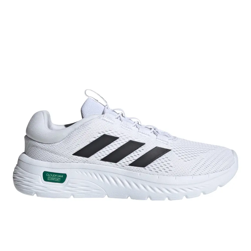 adidas Mens Cloudfoam Comfy Elastic Laces Sneakers Shoes Casual - White