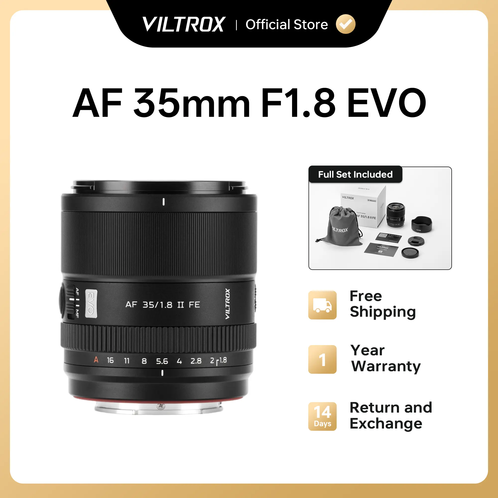 Viltrox AF 35mm F1.8 EVO FE (APO) Wide Angle Close Focus Camera Lens, Professional Photographic Kit for Cameras, Camera Lenses