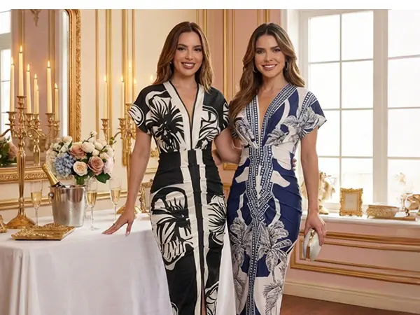 CHICME Women's Feminine Floral Print V-Neck Bodycon Midi Dress - Ruched, Slit Design for Wedding Guest, Casual Wear & Dressy Occasions