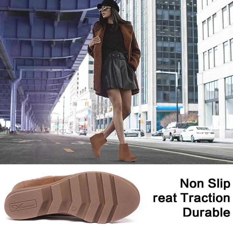 Athlefit Women's Wedge Boots Comfortable Ankle Wedge Booties boots  women winter boots Girl Footwear Casual Shoes Walking Shoes