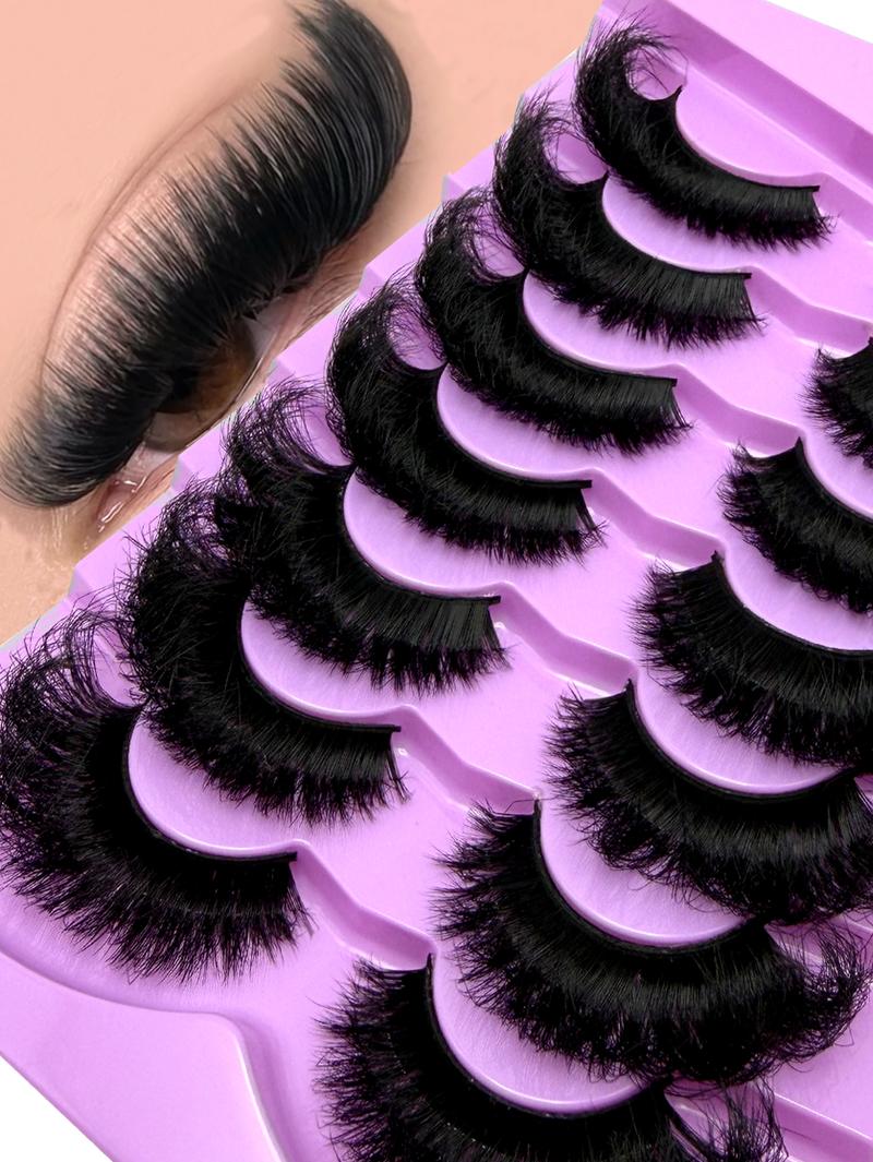 7 Pairs Natural Looking Thick & Fluffy Faux Mink 3D Eyelashes, Russian Volume Lashes Drama Messy Mink Eyelashes, Smart Long Winged Fox Eye Lifting & Lengthening Eyelash Extension Kit, Full Lash Strip Reusable For Daily & Party Use